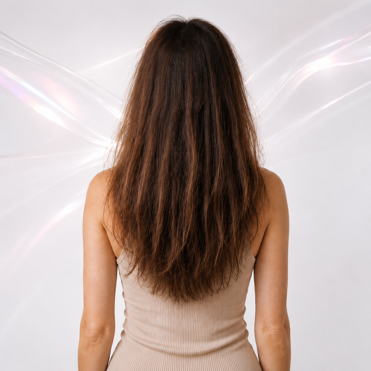 Cheveux avant, texture sèche et frisottis